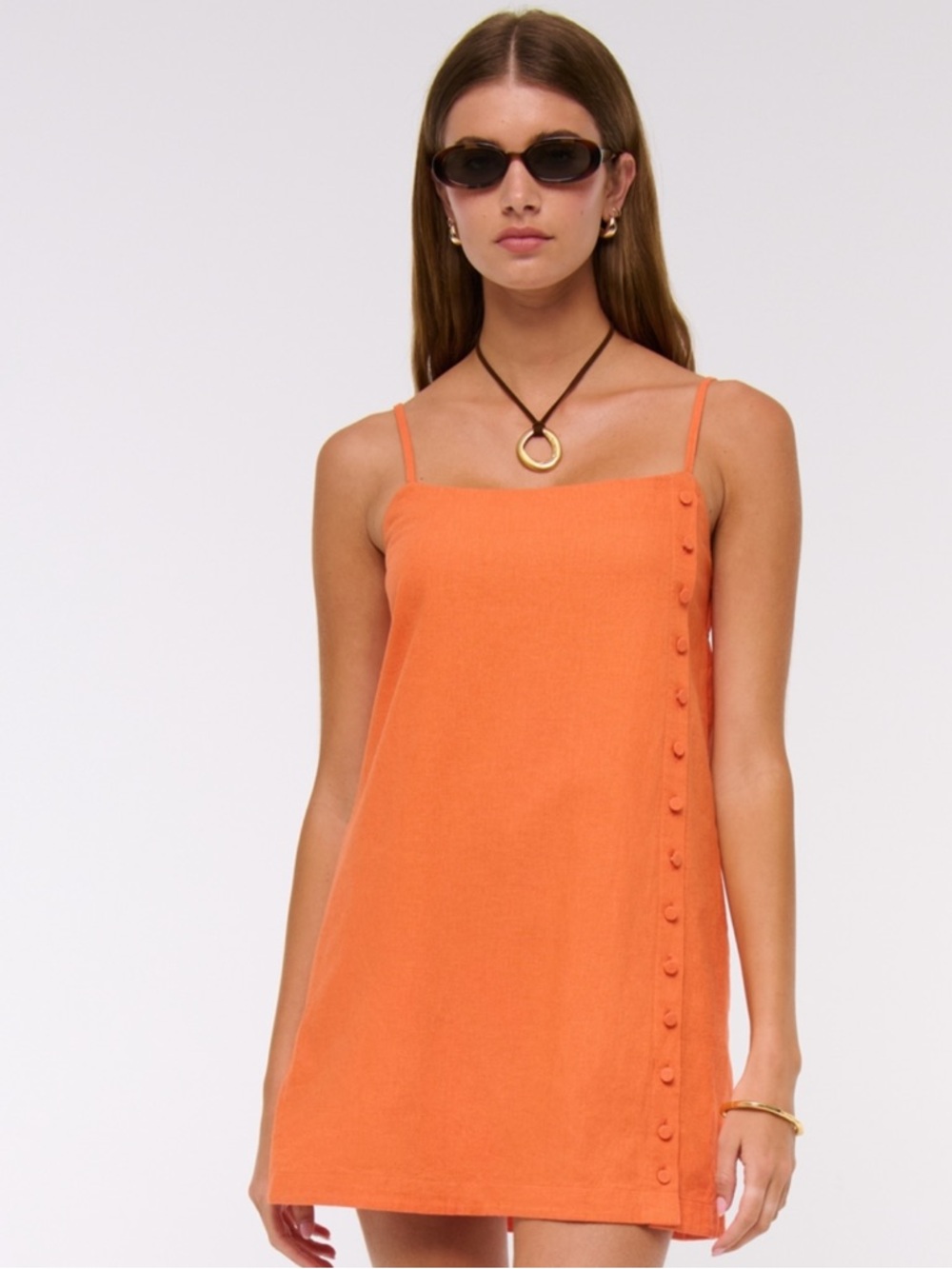 Abercrombie & Fitch linen skirt romper in orange women’s large NWT